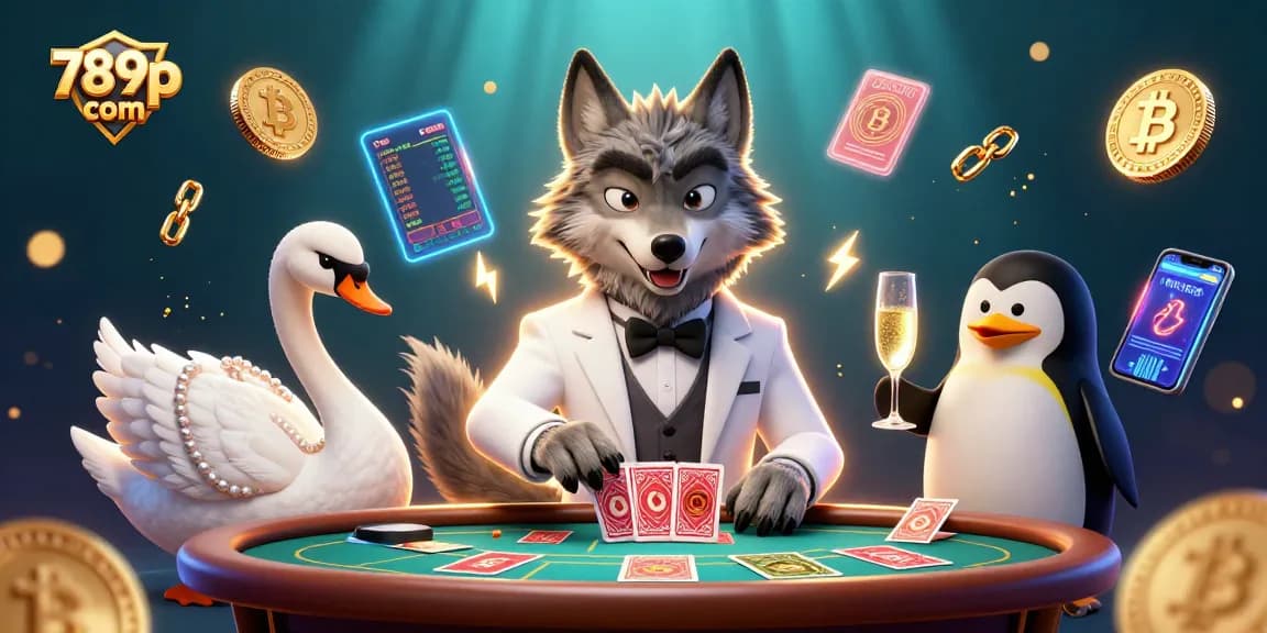 Experience the thrill of baccarat at 789p com with exquisite characters amidst neon crypto elements.