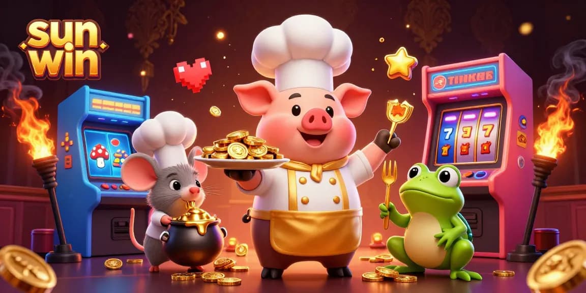 Experience the thrill of sun win with vibrant 3D casino elements and characters in action.