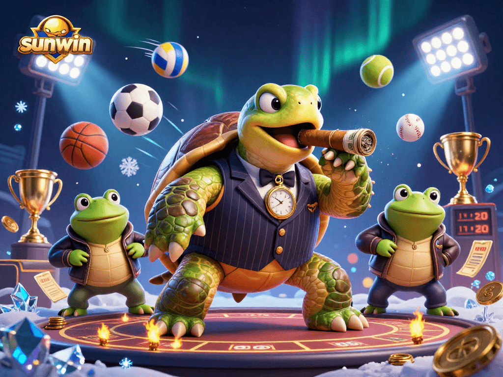 Experience thrilling wins with Sunwin in this vibrant casino scene featuring dynamic sports action.