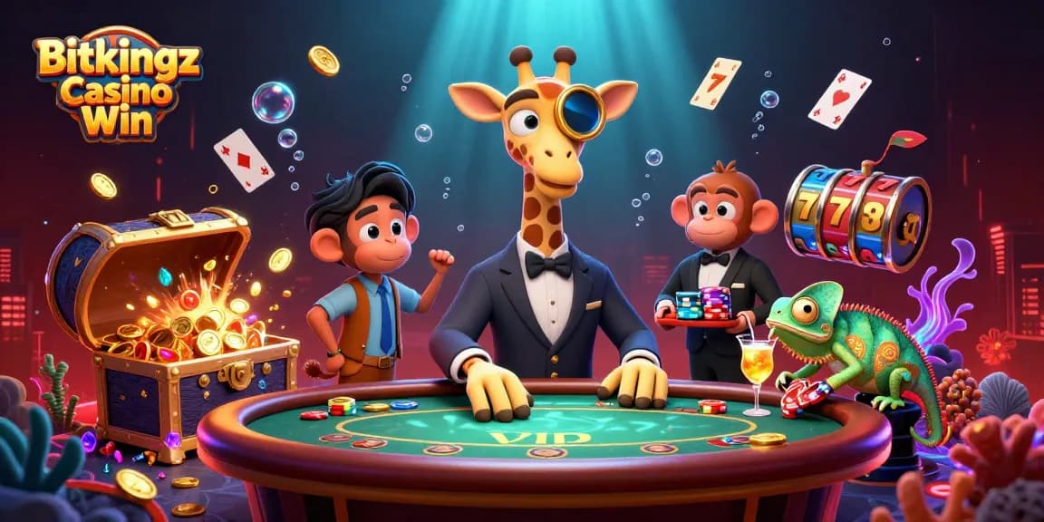 Spiele im Bitkingz Casino Win mit dem hohen Rollenspiel-Girafe und seinen Freunden.