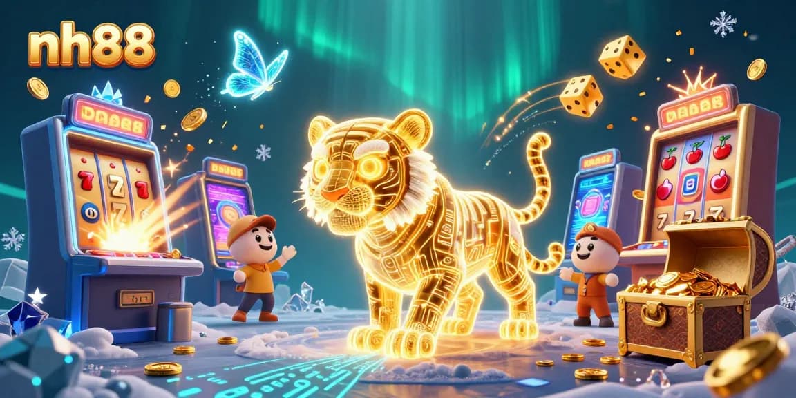 Experience high-stakes betting at nh88 with a dynamic digital casino illustration showcasing exciting slot games.