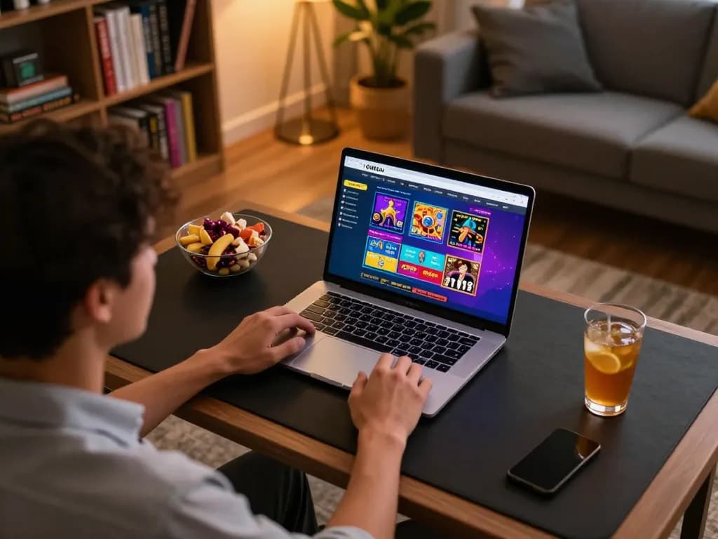 Gambler enjoying a thrilling SC88COM online casino game session at home.