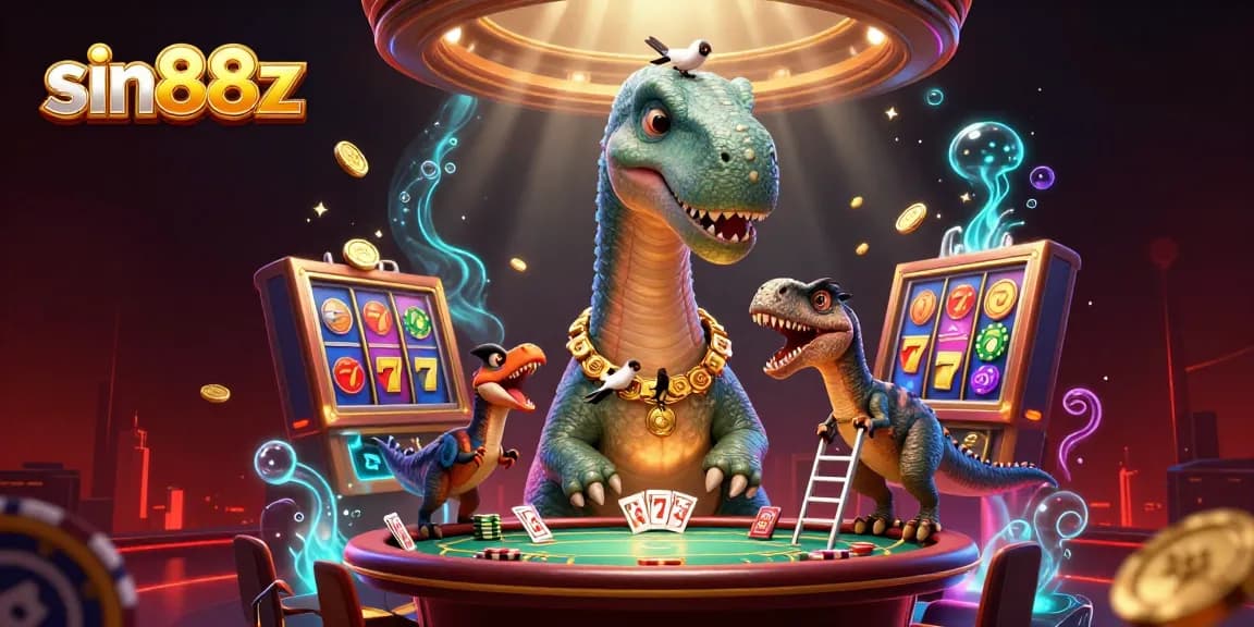 Deal your winning hand with sin88z’s vibrant casino adventure featuring playful dinosaurs!