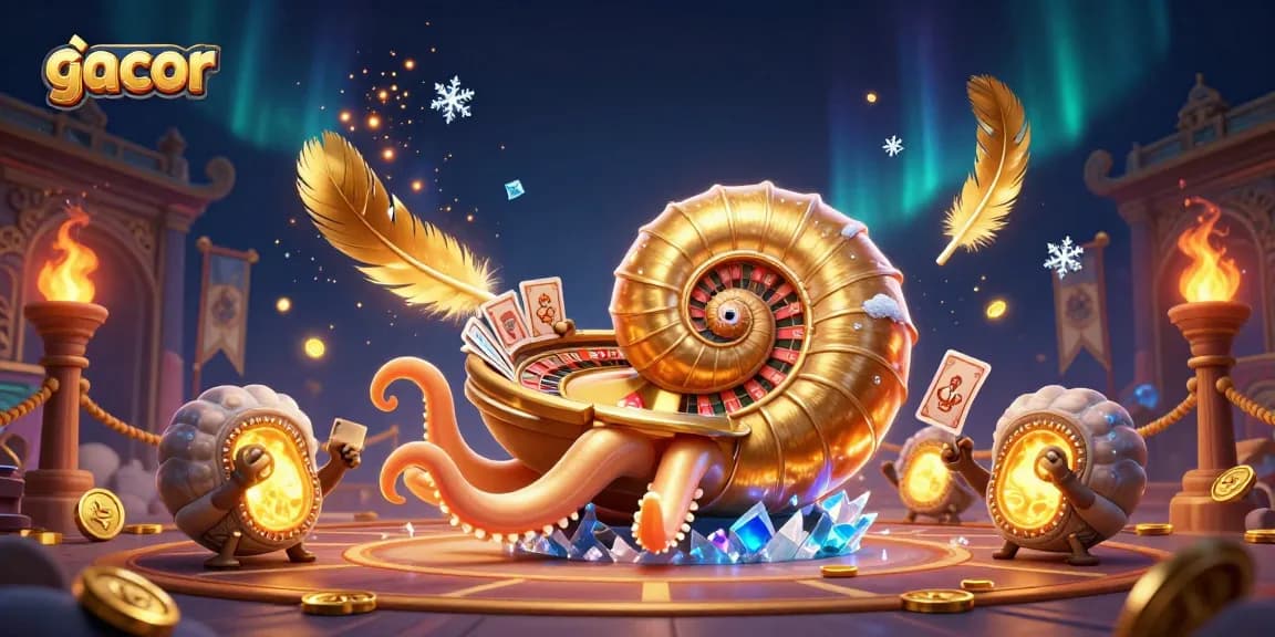 Experience big wins with gacor slots in this vibrant casino-themed illustration.