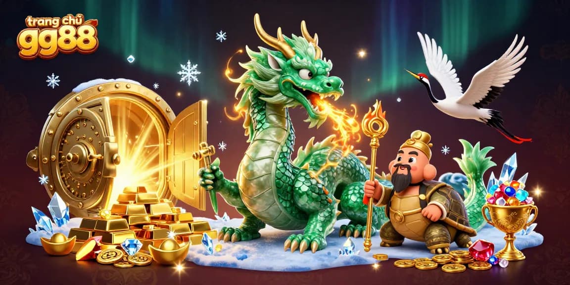 Engage in thrilling gameplay at trang chủ gg88 with a dragon and treasures illuminating the scene.