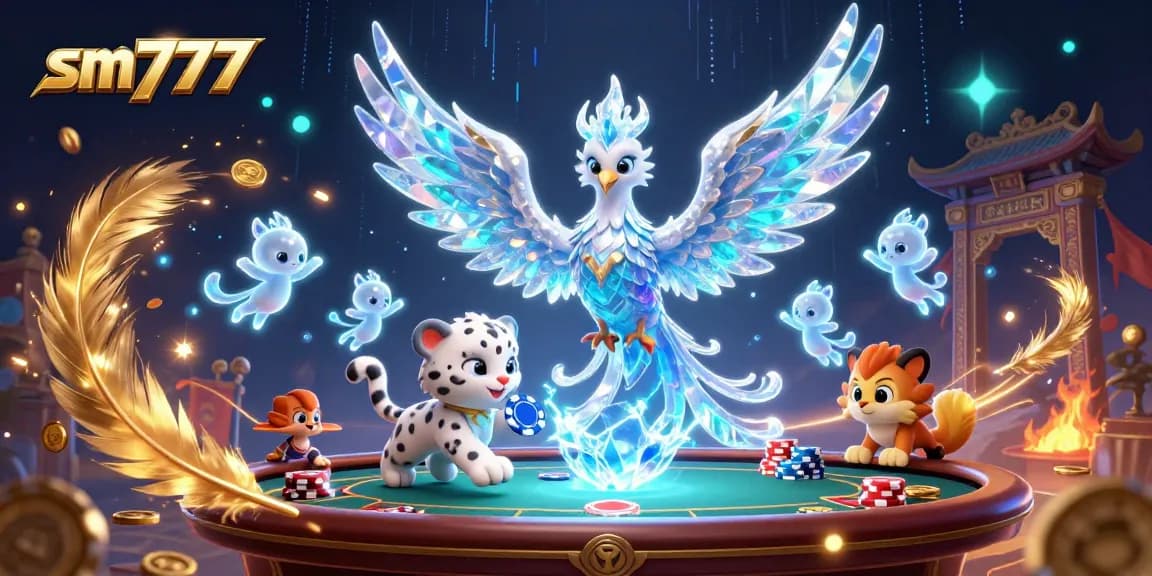 Engage with the exciting world of sm777 as the ice phoenix, snow leopard, and glowing sprites illuminate a thrilling casino scene.