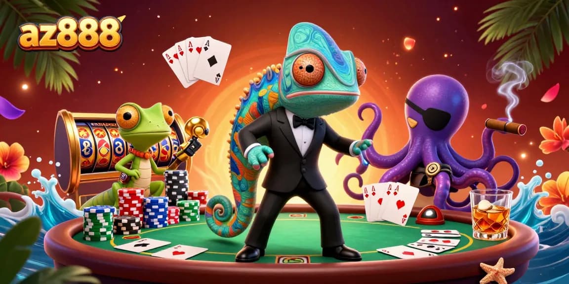 Experience thrilling gaming at az888 with a vibrant scene featuring dynamic gambling elements.