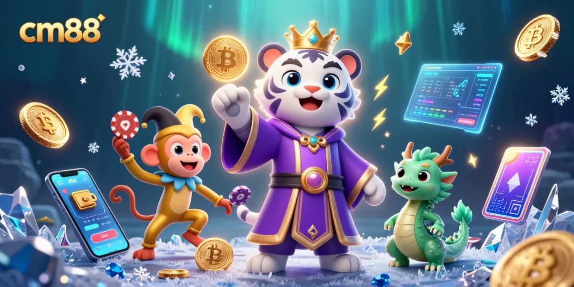 Join the excitement at cm88 with vibrant gaming elements, featuring a lively cartoon tiger and monkey