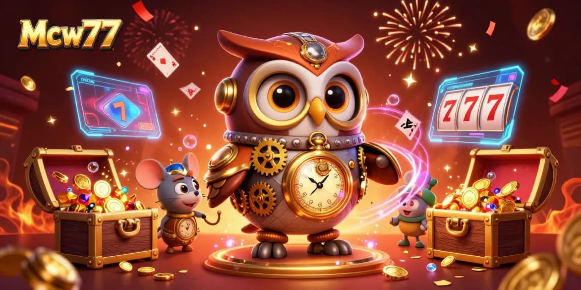Experience thrilling gaming adventures with Mcw77 in a vibrant, futuristic casino world