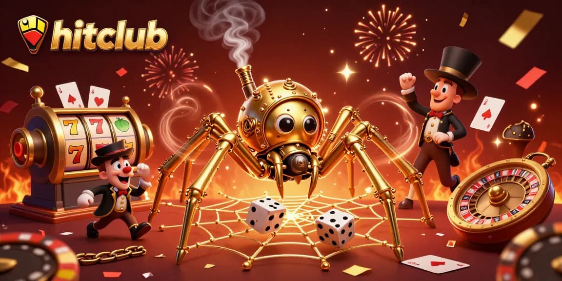 Engage with hitclub as the steampunk spider weaves a vibrant web of casino excitement.