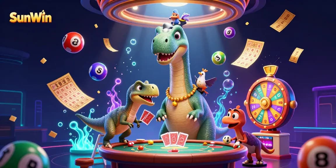 Engage with SunWin's vibrant gaming world featuring animated characters and lottery fun.