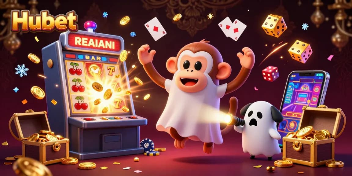 Catch the excitement with Hubet as the playful poltergeist monkey entertains in a lively casino!