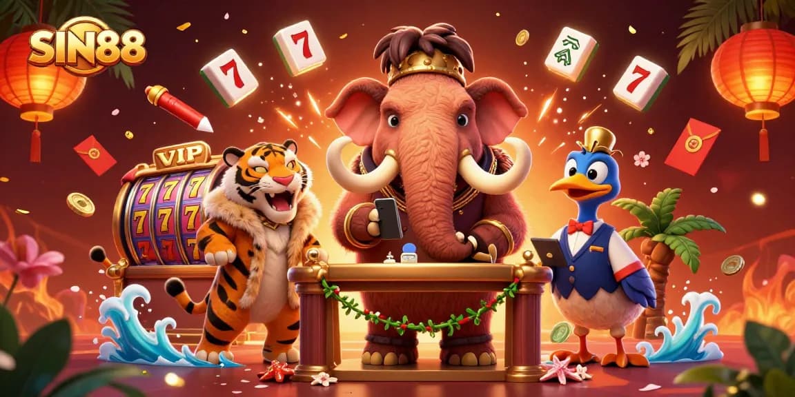 Experience thrilling moments at SIN88 with engaging slots and charismatic casino characters in a vibrant atmosphere.