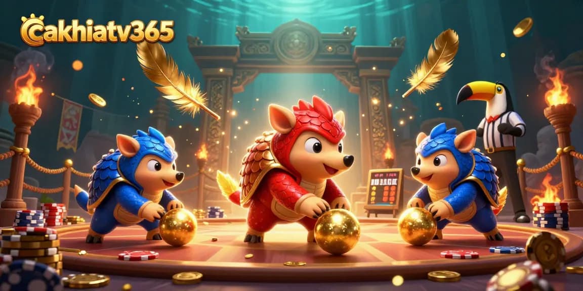 Engage with gameplay on cakhiatv365 as rival pangolins roll through a dynamic casino scene.