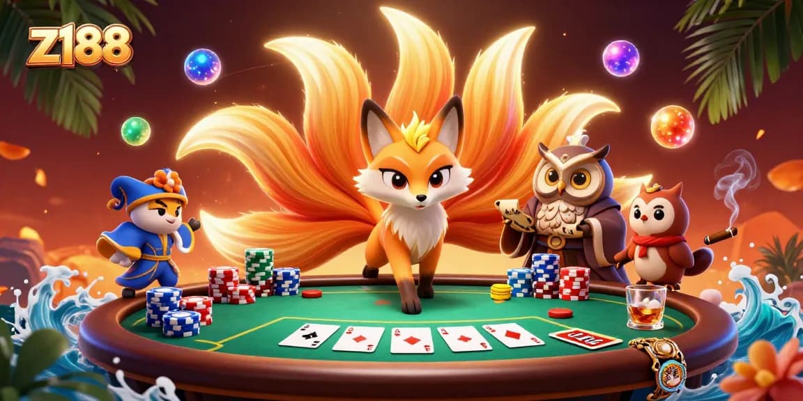 Experience z188's thrill with a vibrant poker scene featuring unique characters and dynamic elements.