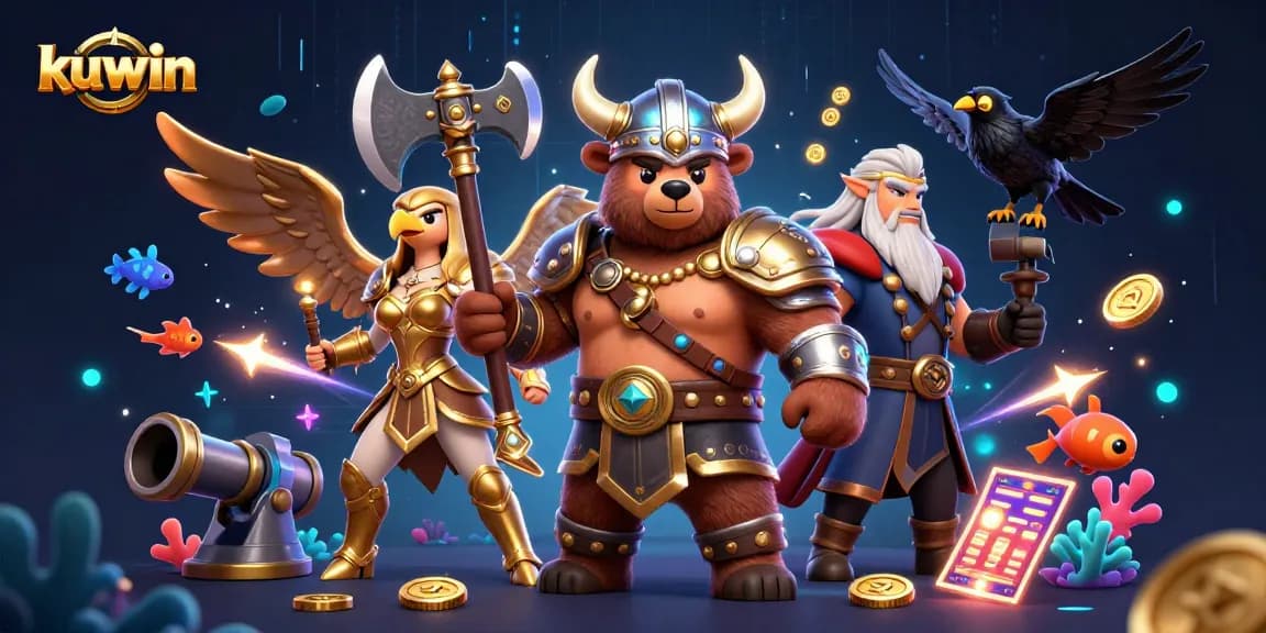 Experience the excitement of kuwin with dynamic 3D characters and vibrant fish shooting game elements.