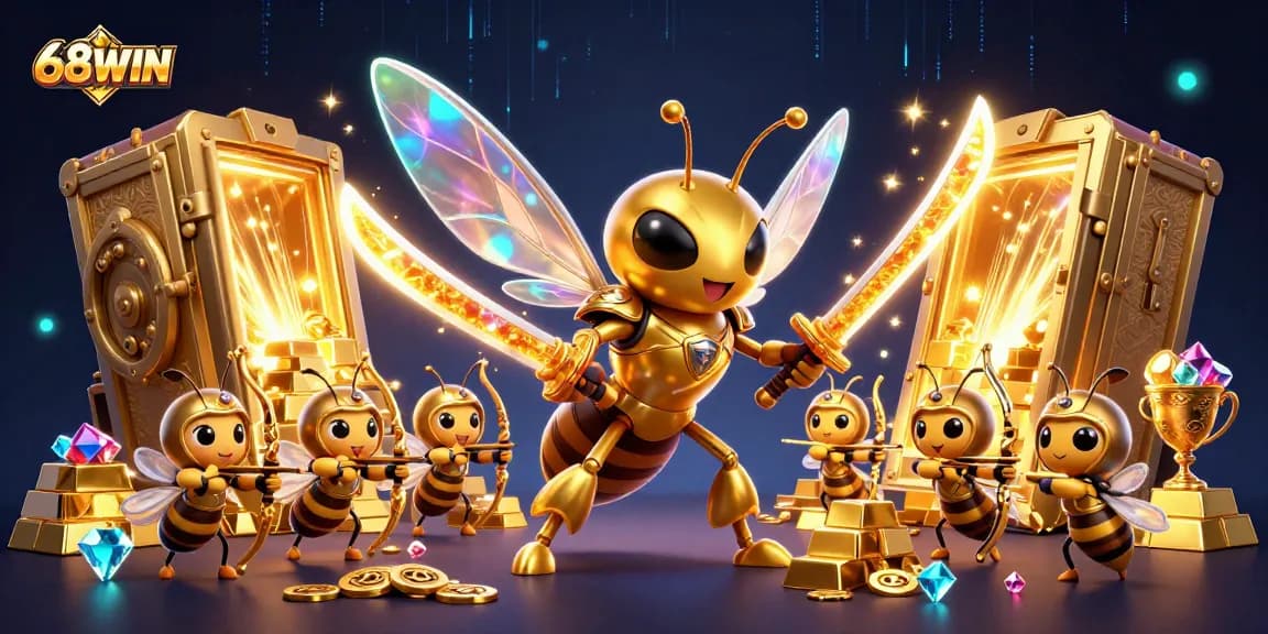 Experience thrilling adventures at 68WIN with a loaded treasure vault in this vibrant casino scene