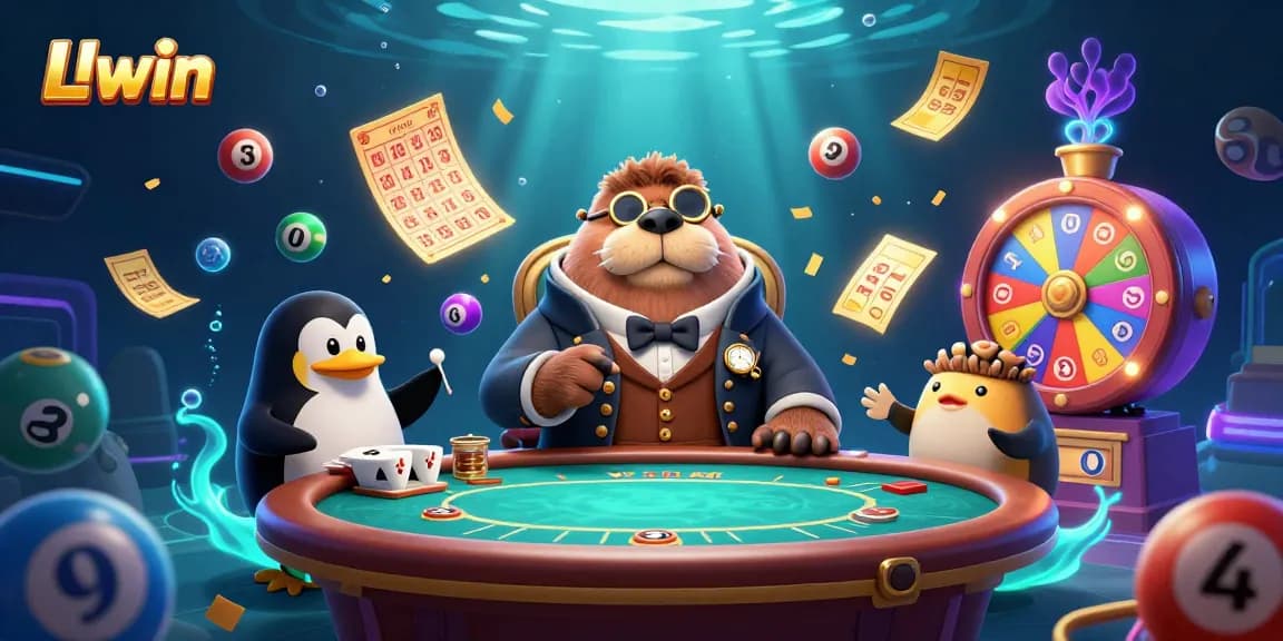Experience thrilling gameplay on Llwin with vibrant underwater casino elements and animated characters.