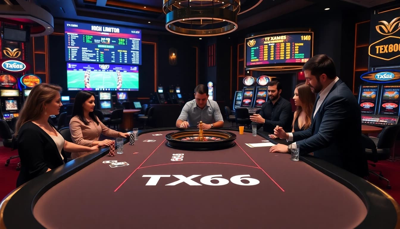 Experience thrilling wagering at TX666 casino with vibrant poker chips and a luxurious table.