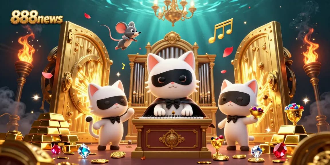 Experience thrilling wins at 888news with a vibrant casino scene featuring a cat and mouse in action.