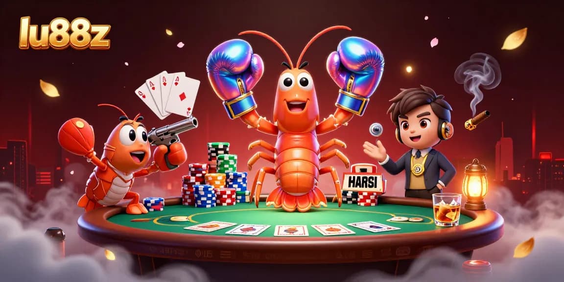 Experience winning strategies with lu88z in this vibrant 3D illustration of an exciting poker scene.