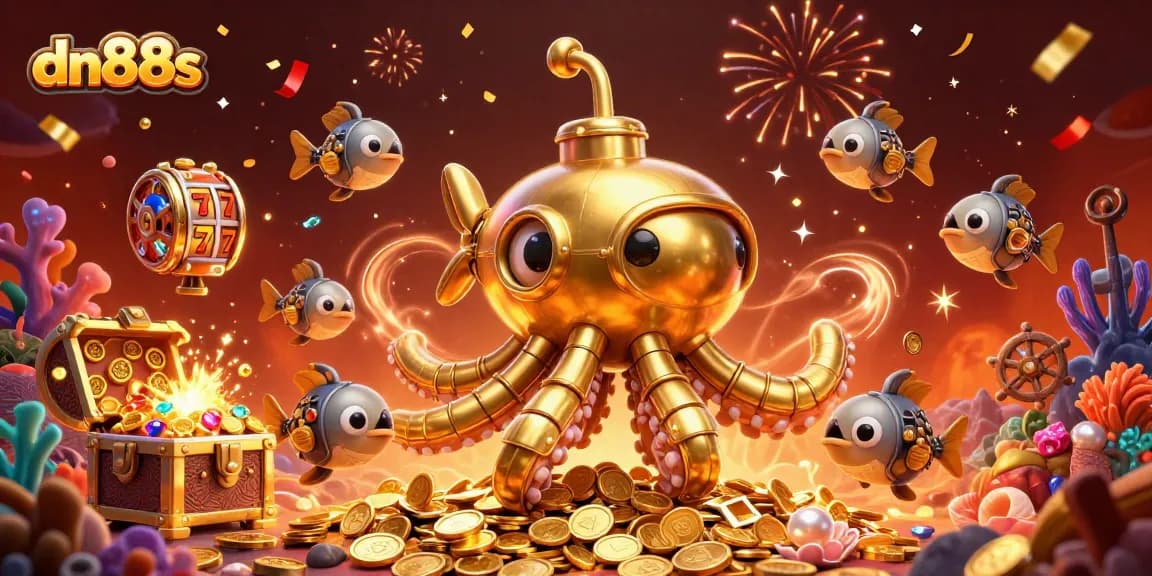 Play slots and win treasures with dn88s' kraken and vibrant casino elements!