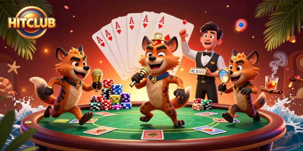 Experience the excitement of HITCLUB with hyenas entertaining at a lively casino club scene.