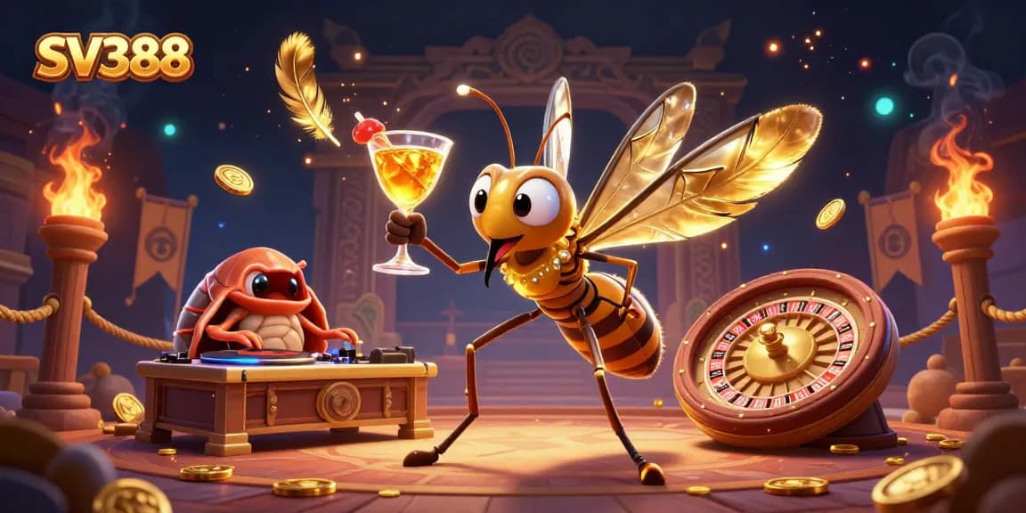Experience SV388 with a unique casino-themed illustration of a lively retail environment.