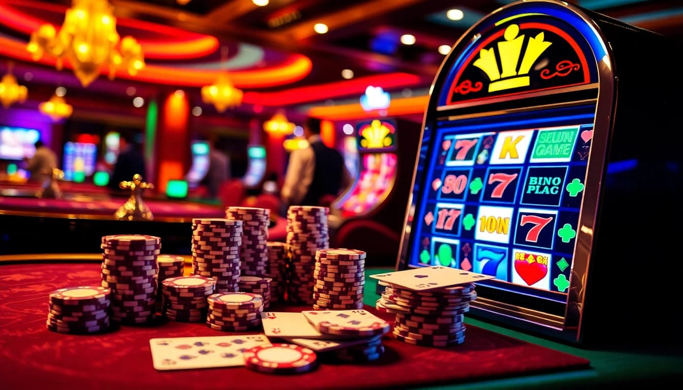 Exciting gambling experience at https://luckywin.tech/ showcasing poker chips and roulette games