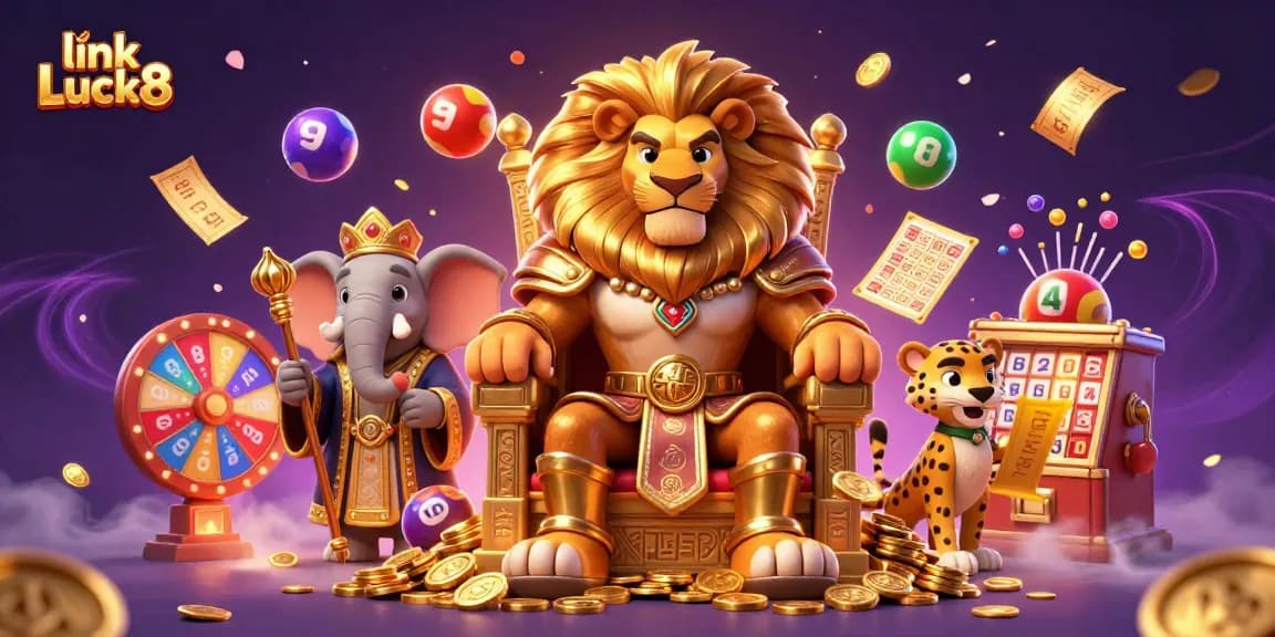 Engage with link Luck8 through an exciting 3D illustration brimming with colorful lottery elements.