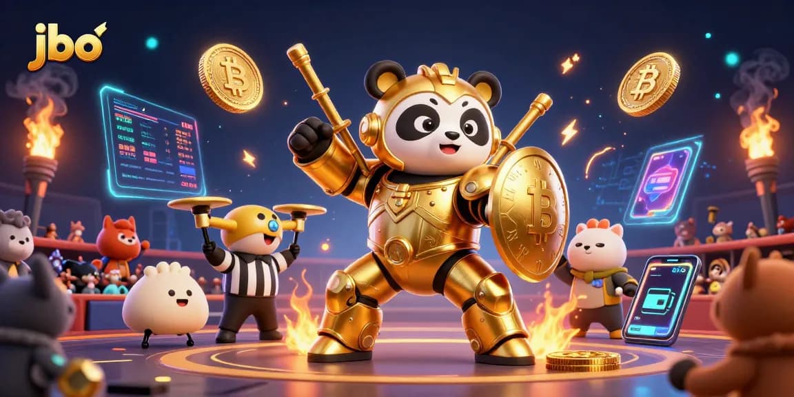 Engage in thrilling gameplay at jbo with vibrant casino elements and golden panda robot