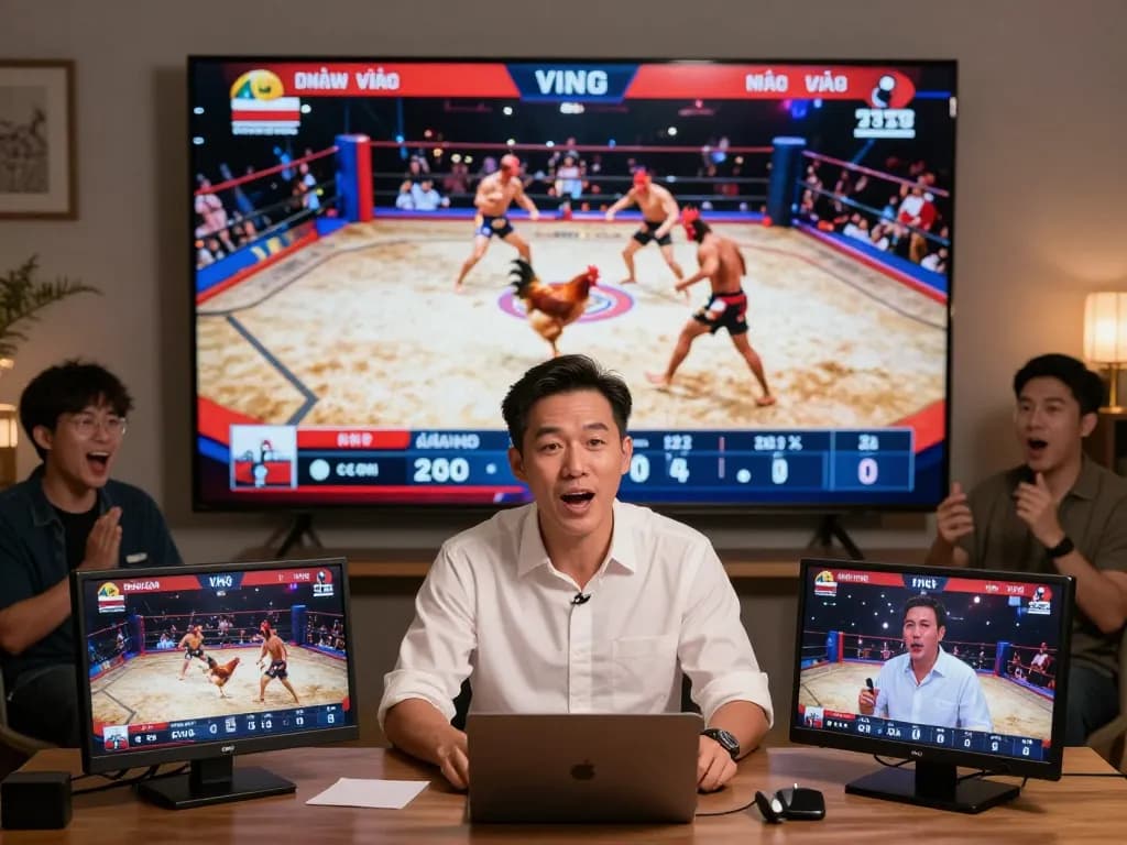 Live commentary of đá gà trực tiếp bình luận with engaging narrator and live odds display