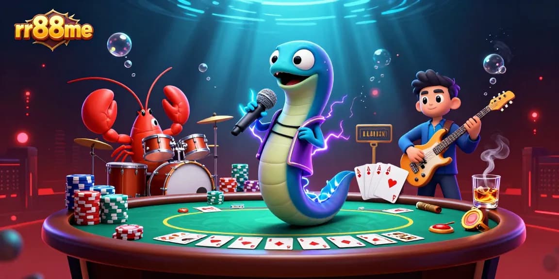 Watch the 3D cartoon electric eel DJ performing at rr88me in an exciting underwater casino!