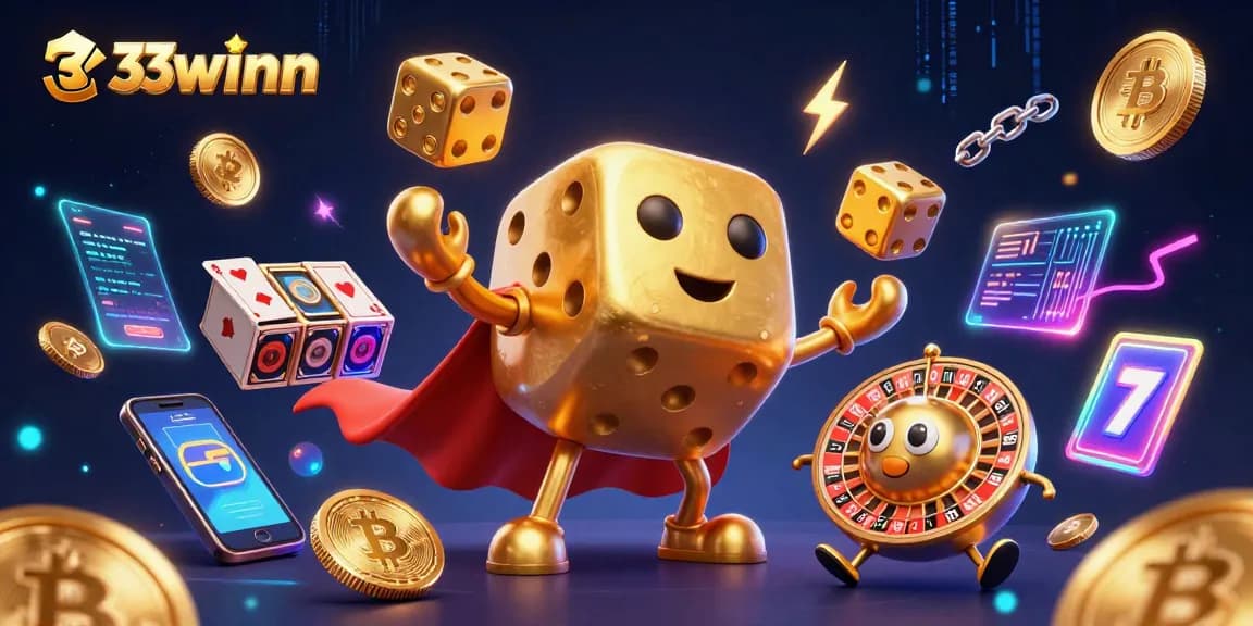 Experience the fun at 33winn with golden dice golem and dynamic casino elements!