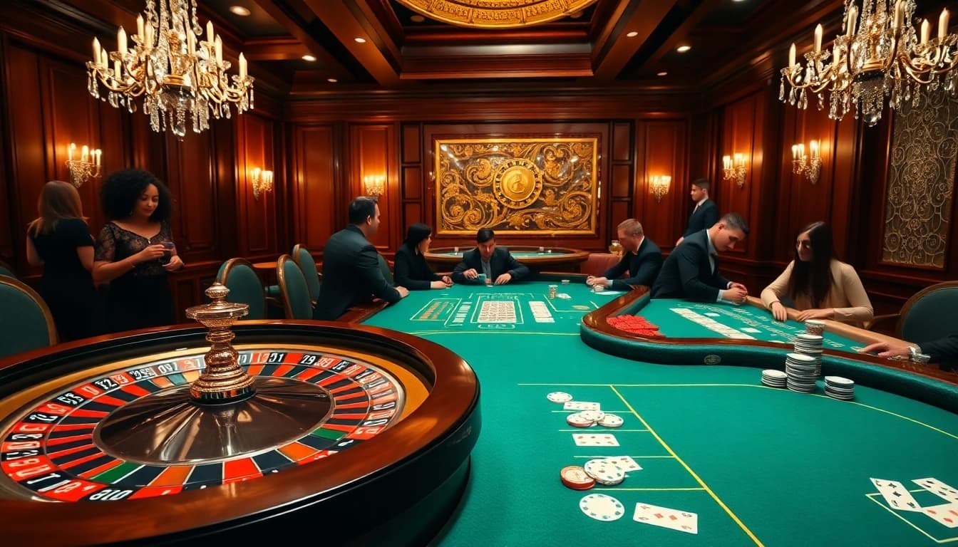 Players betting at a roulette table in a luxurious casino environment highlighting https://vaoluoitv.ink/ strategies and excitement.