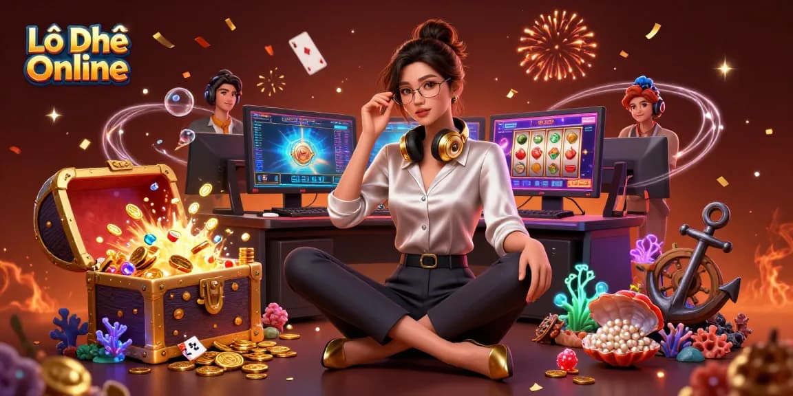 Lô Đề Online showcases a skilled player immersed in a high-tech gaming scene with exciting visuals.