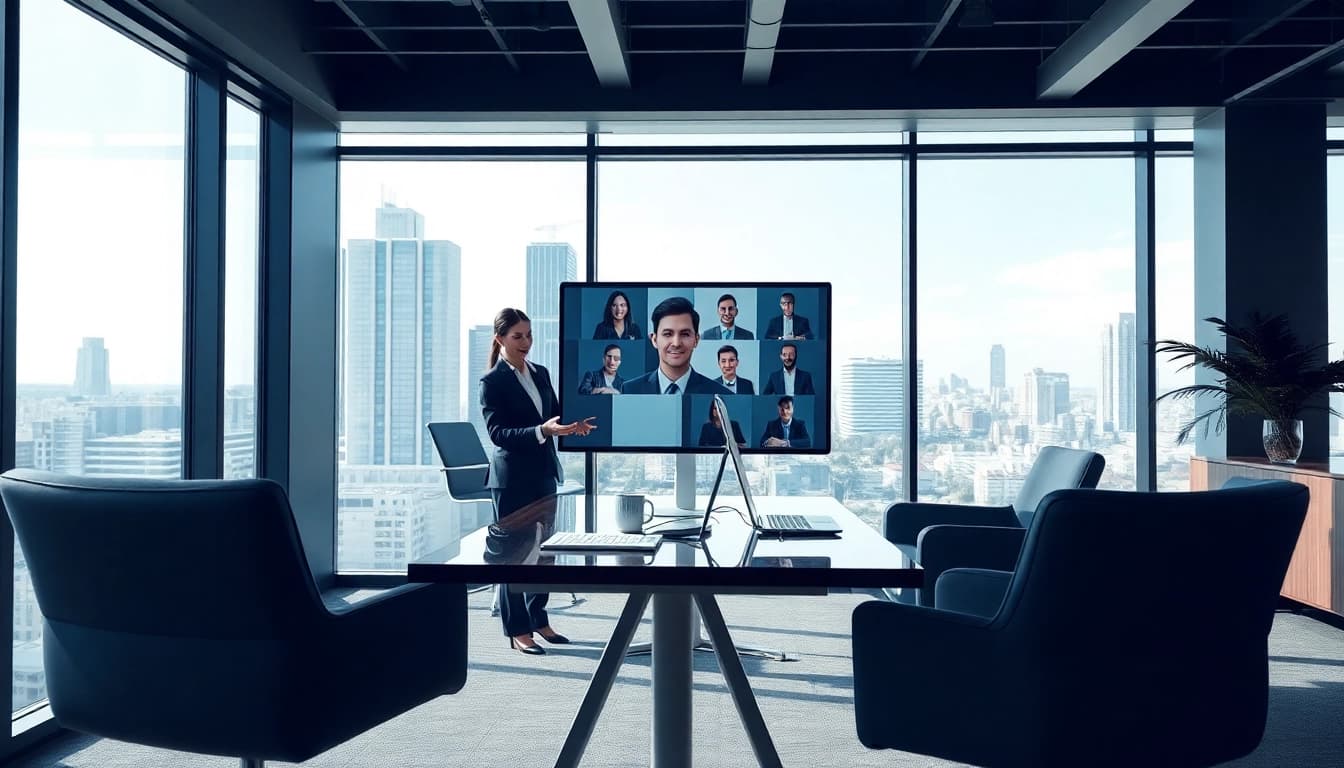 Professional headhunter discussing Headhunter Sales with a client over video call