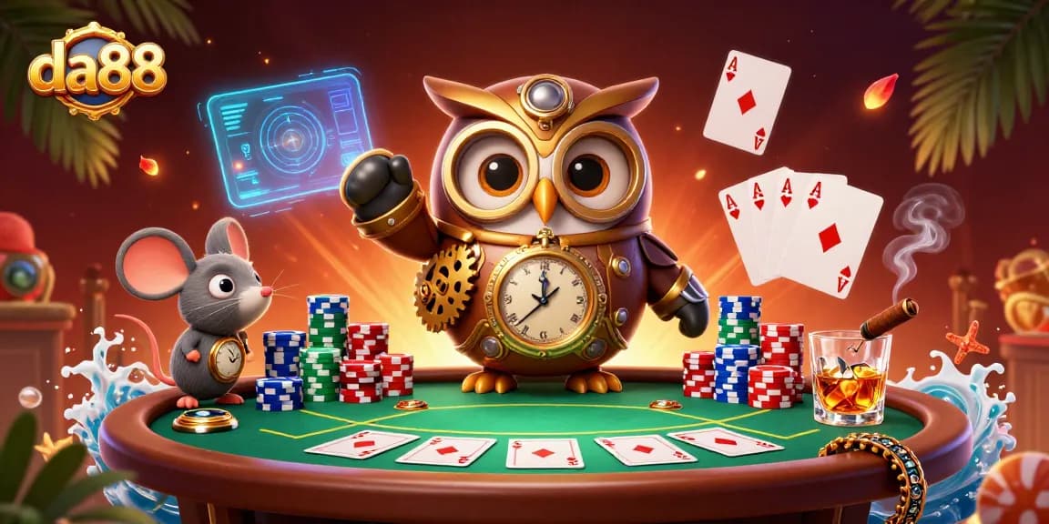 Experience thrilling poker action with da88's engaging 3D illustration of gaming excitement.