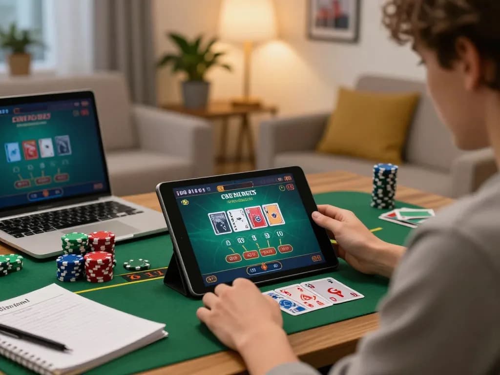 Experience thrilling gameplay at winwin with vibrant online casino blackjack on a tablet.