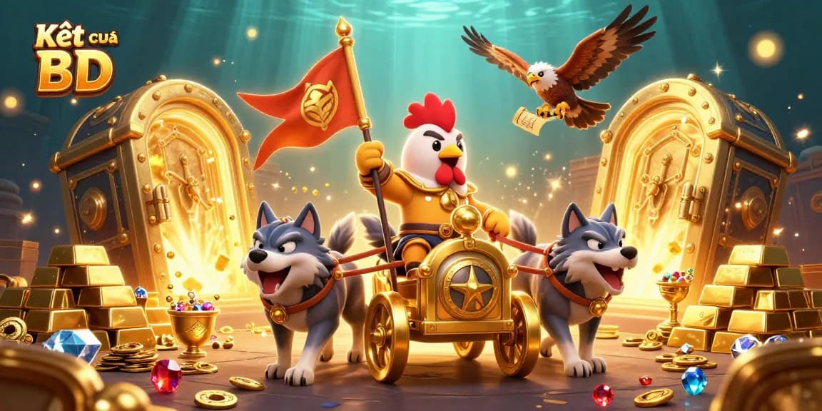 Experience thrilling Kết quả BĐ with a dynamic cartoon illustration of gaming excitement and victory.
