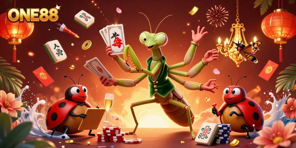 Engage in seamless gaming at ONE88 with vibrant characters and dynamic casino elements.