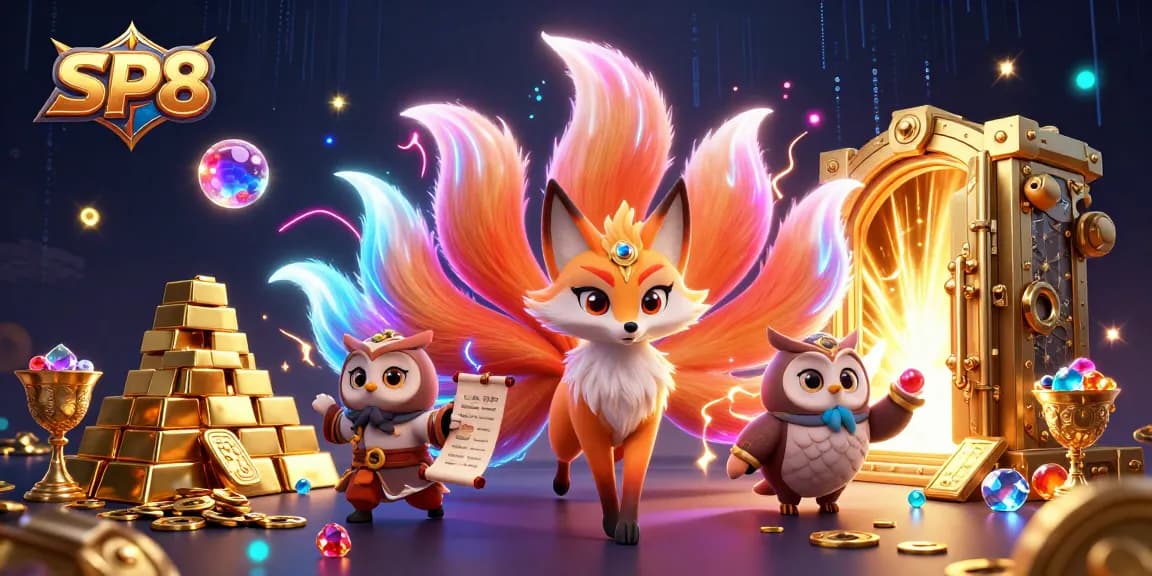 Experience the vibrant SP8 casino world with glowing characters and treasure!