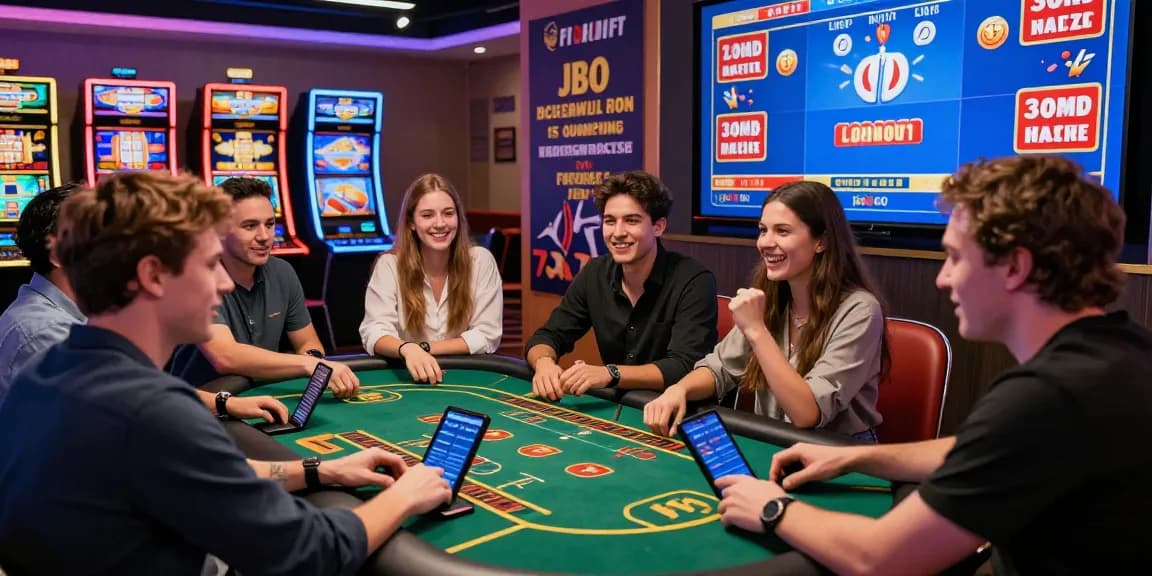 Exciting online betting experience at JBO with players immersed in live casino games.