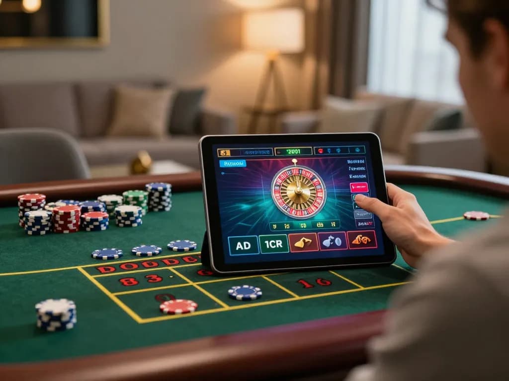 Player engaging in online gaming at G28, featuring a live dealer roulette experience and warm home ambiance.