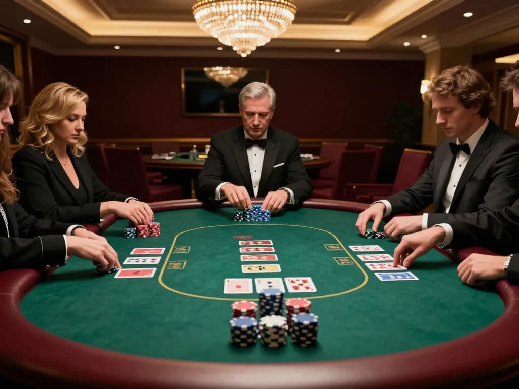 Cakhia app users strategizing during poker game, showcasing chips and cards elegantly
