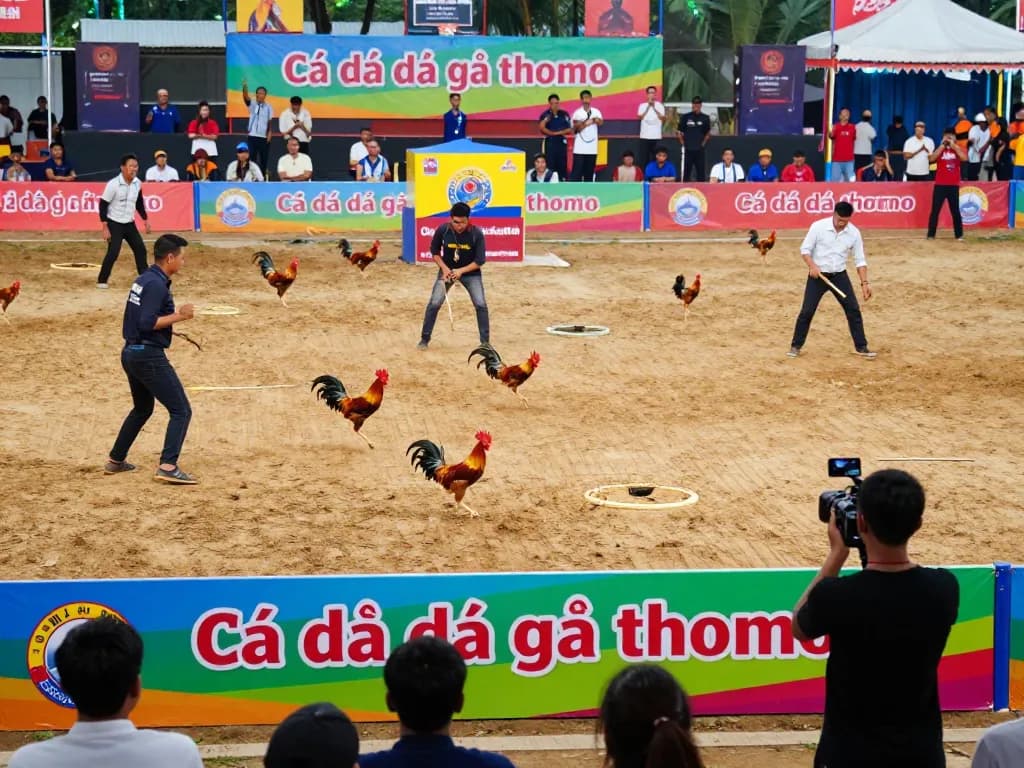 Cá đó đá gà thomo sự kiện trực tiếp trình diễn các trận đá gà hấp dẫn với sự tham gia sôi nổi của đám đông