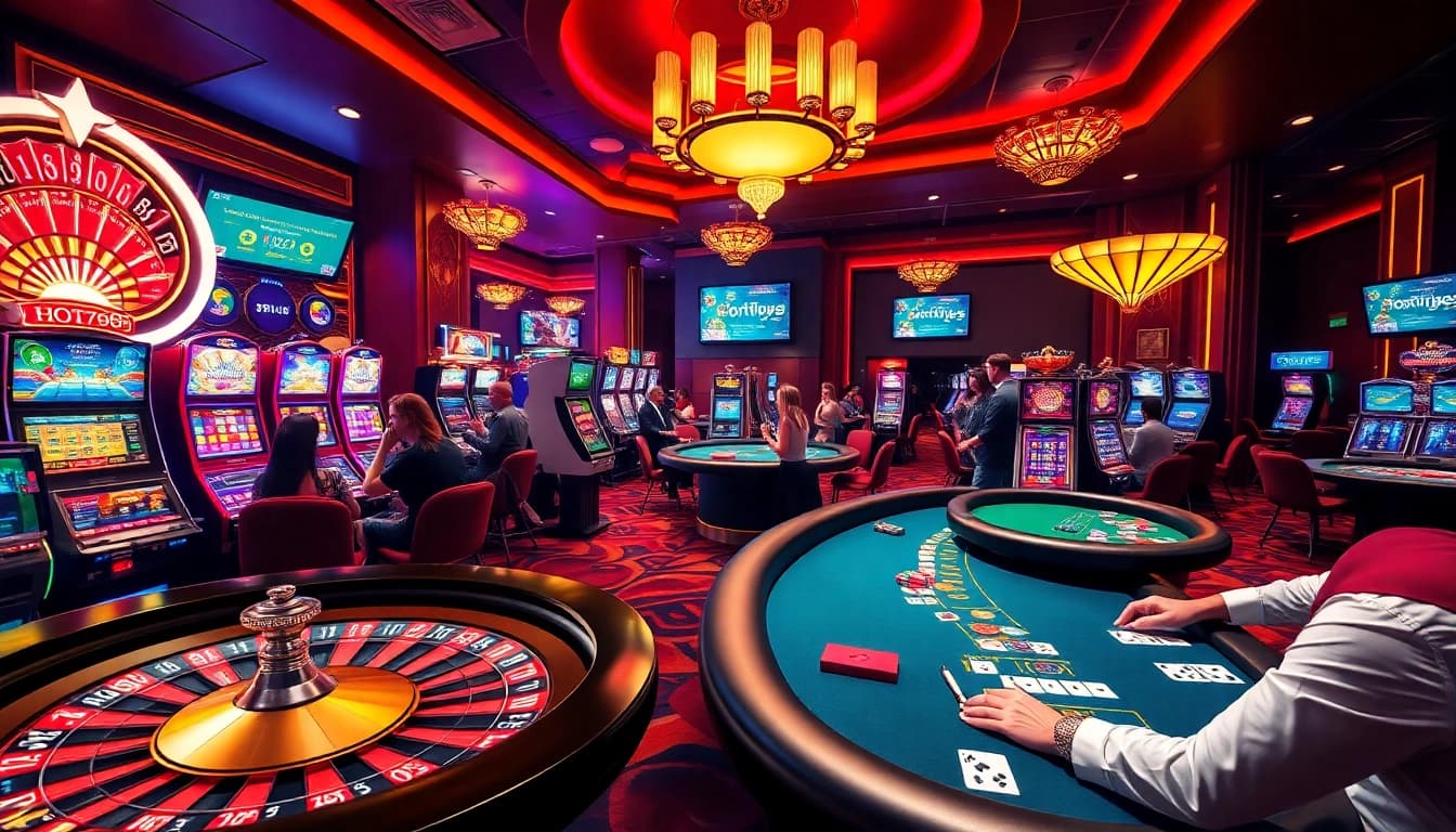 Experience luxury gaming at HOT789 with vibrant roulette tables and thrilling slot machines.