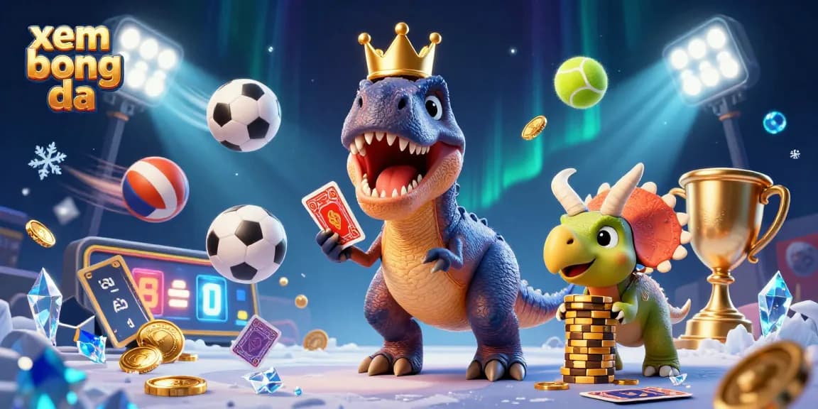 Experience xem bong da in a vibrant, dynamic 3D illustration with characters enjoying the game.