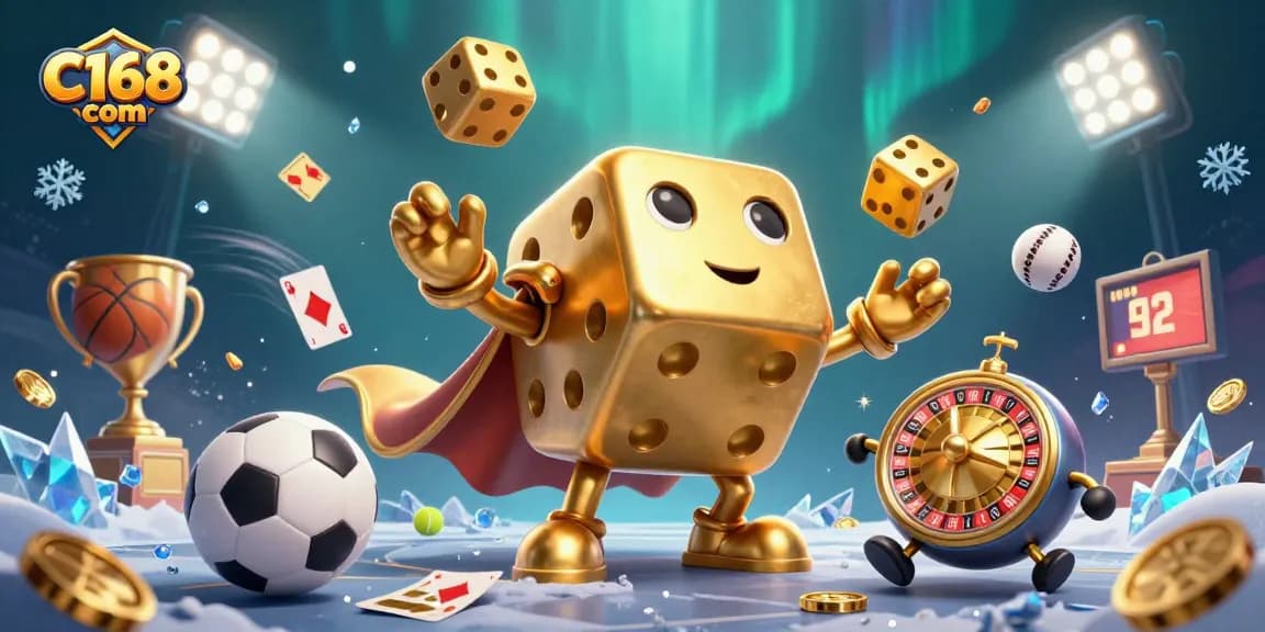 Experience thrilling bets with C168 com in this vibrant 3D casino scene showcasing dynamic gameplay elements.