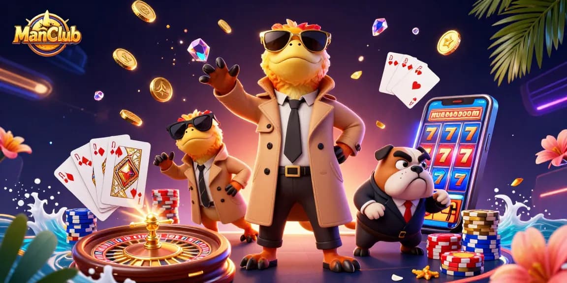 Experience thrilling action at ManClub's casino with raptors in a trench coat entering a VIP lounge.